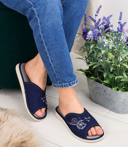 Kapcie damskie Natural Style NS-092 Szare-Granatowe