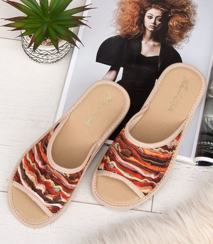 Kapcie damskie Natural Style NS-056 Brązowe Beżowe