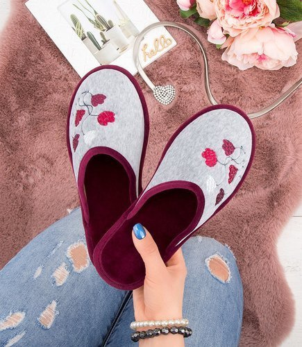 Kapcie damskie Natural Style NS-085 Purpurowe-Szare