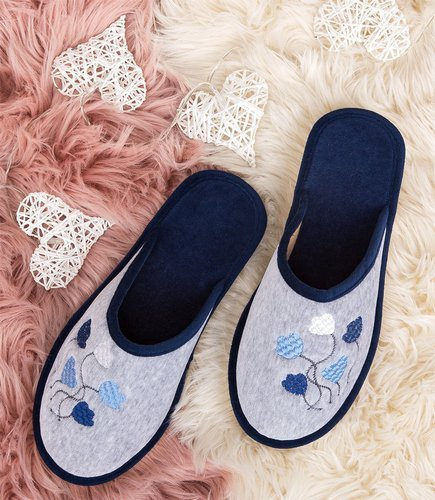 Kapcie damskie Natural Style NS-085 Granatowe-Szare