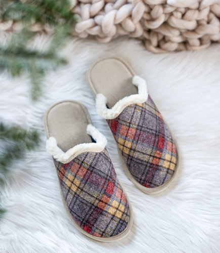 Kapcie damskie Natural Style NS-104 Szare-Beżowe