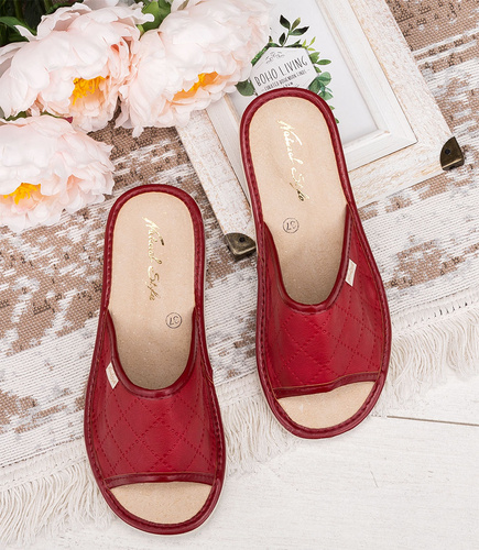 Kapcie damskie Natural Style NS-112 Czerwone Beżowe