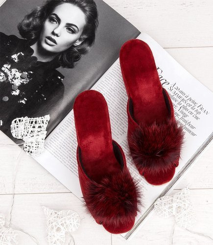 Kapcie damskie Natural Style NS-031 Bordowe