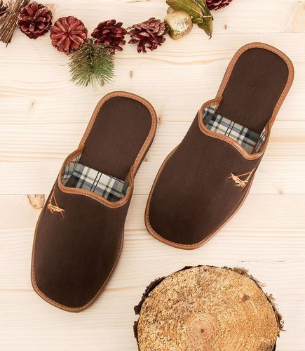 Kapcie męskie Natural Style NS-057 Brązowe