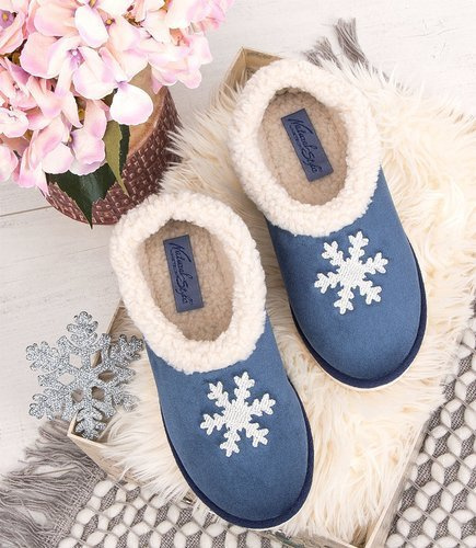 Kapcie damskie Natural Style NS-081 Niebieskie Beżowy