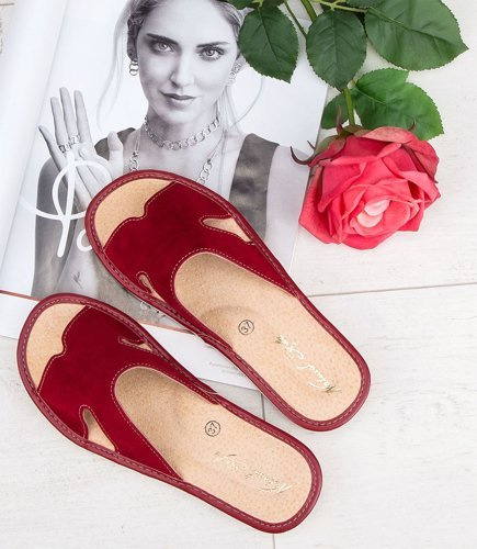 Kapcie damskie Natural Style NS-118 Czerwone-Beżowe