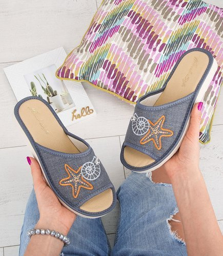 Kapcie damskie Natural Style NS-052 Szare-Beżowe