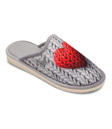 Kapcie damskie Natural Style NS-100 Szary Serce