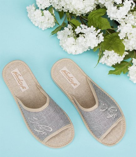 Kapcie damskie Natural Style NS-096 Szare-Beżowe