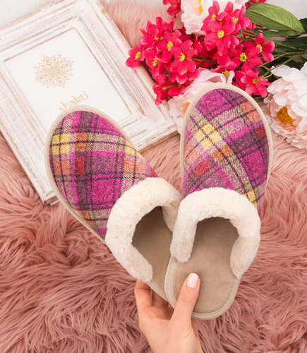 Kapcie damskie Natural Style NS-101 Beżowy-Różowe