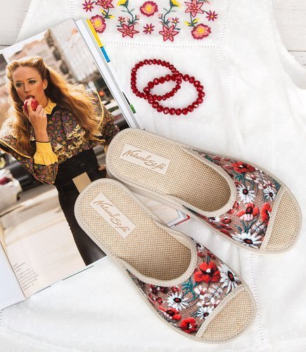 Kapcie damskie Natural Style NS-039 Brązowe-Beżowe