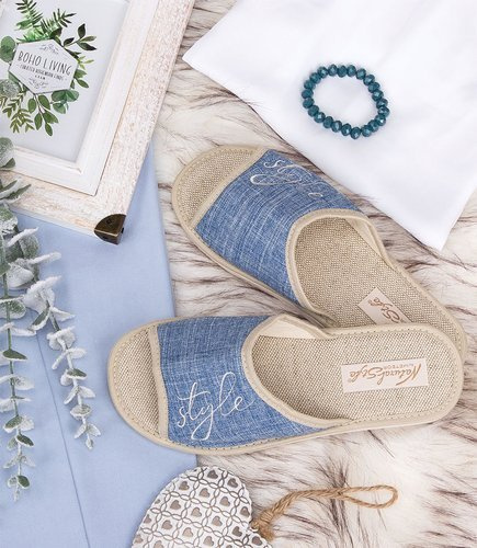 Kapcie damskie Natural Style NS-096 Niebieskie-Beżowe